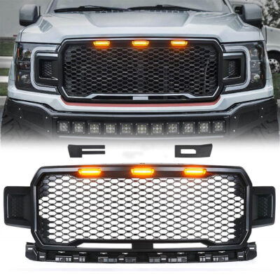 Front Grille For F150 2018-2020 With/Without 2 Side LED Lights